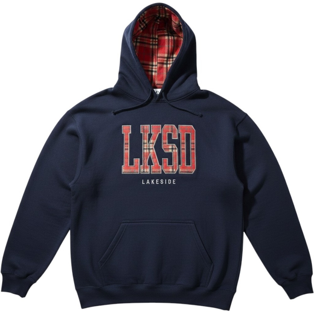 Artisans Lakeside Hoodie Sweatshirt Navy Blue Plaid Lined Hood Pullover XL
